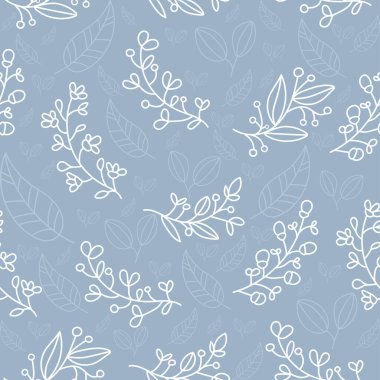 Çiçek ve yapraklı karalama şeklinde vektör deseni.