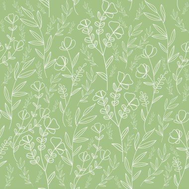 Çiçek ve yapraklı karalama şeklinde vektör deseni.