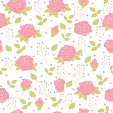 Çiçek ve yapraklı karalama şeklinde vektör deseni.