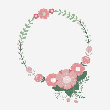 Çiçekli vektör çerçevesi, el çizimi şablon