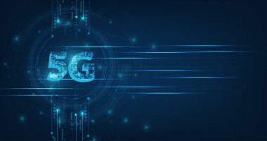 Vektör soyut fütüristik devre kartı. Yüksek teknoloji dijital teknoloji ve mühendislik, koyu mavi arkaplan üzerine dijital telekom kavramı.