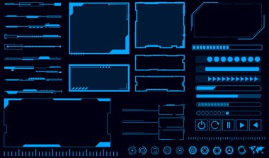 soyut teknoloji fütüristik konsept HUD arayüz elemanları dijital veriler, Elementler Temel İletişim Konsepti. 