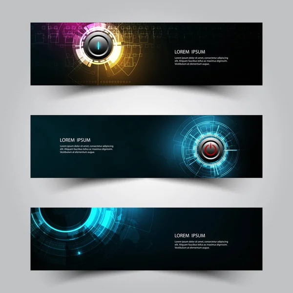 abstract futuristic set of 3 banner  template technology innovation concept design . vector modern dark blue color digital .