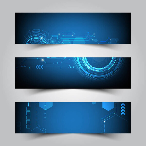 Abstract futuristic technology banner template. vector modern  blue color digital .