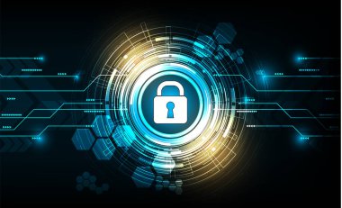 Teknoloji arka planında kilit ve parola ile siber güvenliği yönlendir.