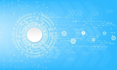 Mavi arkaplanda dişli vektör illüstrasyonu.