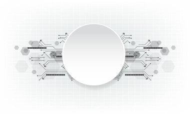 Beyaz arkaplanda vektör soyut fütüristik devre kartı.