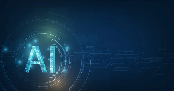 ダークブルーの背景に未来的なデジタルと技術を抽象化 回路設計とAi 人工知能 — ストックベクタ