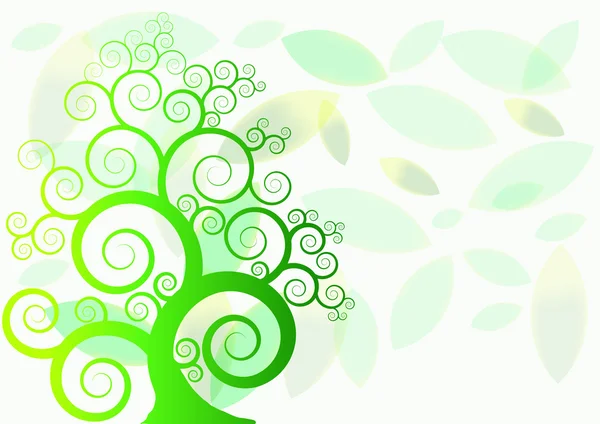 Árbol verde en el follaje de fondo . — Vector de stock