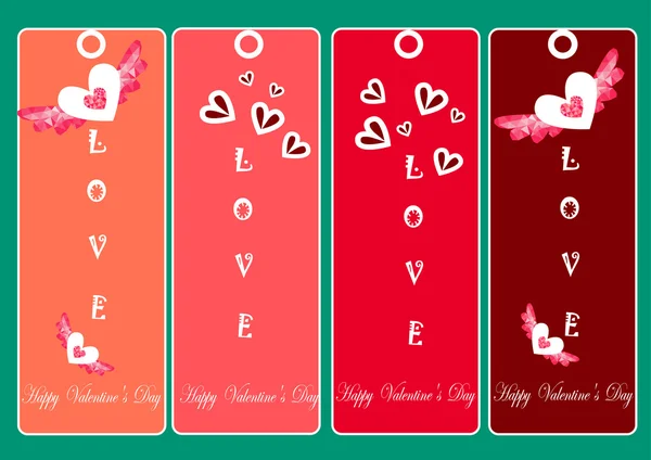 Tarjetas de feliz día de San Valentín, corazón, ilustraciones del día de San Valentín y elementos tipográficos — Vector de stock