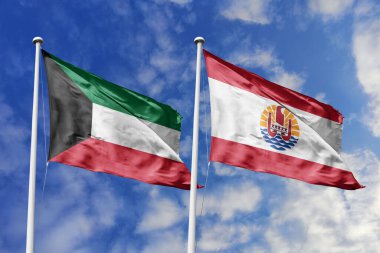 Ulusal Kuveyt ve Fransız Polinezyası bayrakları mavi gökyüzüne karşı yan yana sallanarak uluslararası diplomasiyi, ikili ticari ilişkileri, stratejik ortaklığı ve ülkeler arasındaki kültürel alışverişi simgeliyor..