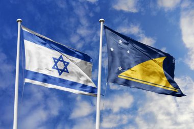 İsrail ve Tokelau 'nun bayrakları açık mavi gökyüzünde dalgalanırken, güçlü bir diplomasiyi, küresel ticareti, stratejik bir ortaklığı ve sürdürülebilir bir gelecek için ortak bir birlik vizyonunu sembolize ediyorlar..