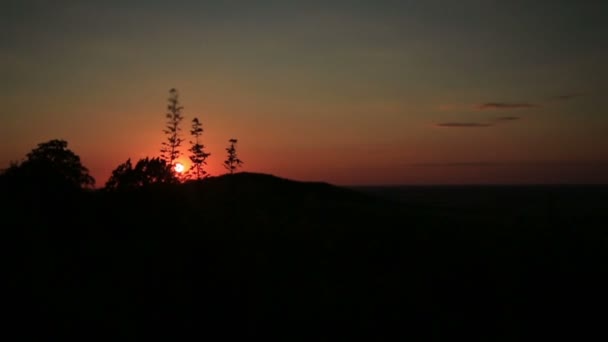 Underbar solnedgång på sommarfältet. Vackert ögonblick — Stockvideo