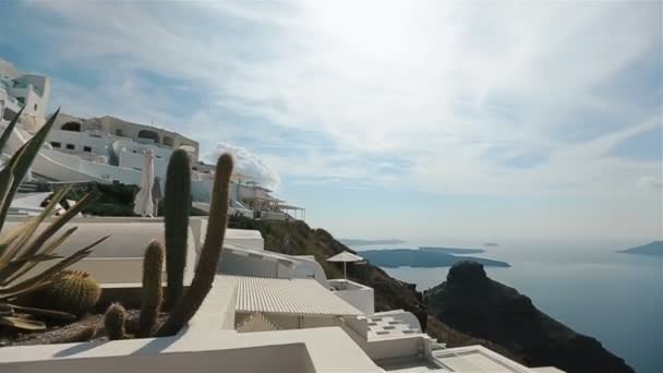 Geweldig Santorini panoramisch uitzicht — Stockvideo