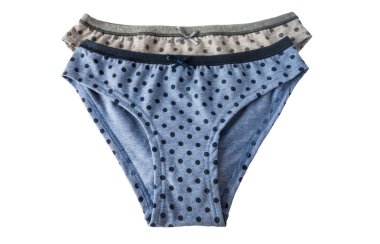 Mavi ve gri kadın külot ile lekeli 