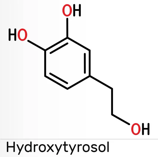 Cząsteczka Hydroksytyrozolu Jest Katechol Fitochemia Fenolowa Występująca Oliwie Oliwek Pierwszego — Zdjęcie stockowe