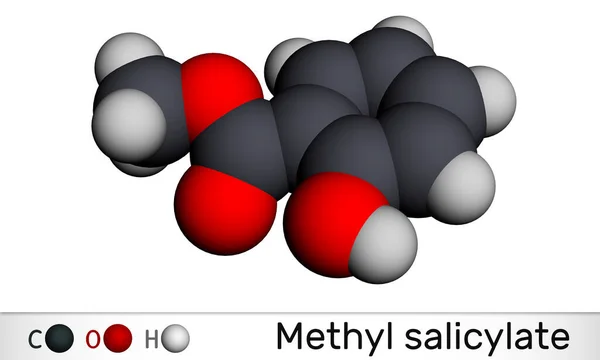 Salicilato Metilo Molécula Aceite Verde Invernal Éster Metílico Del Ácido — Foto de Stock