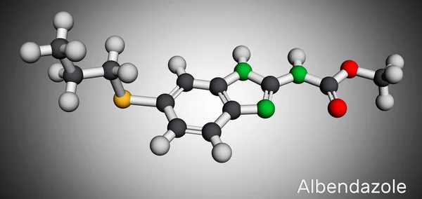 Albendazolmolekylen Det Ett Brett Spektrum Syntetiskt Benzimidazolderivat Anthelmintikum Som Används — Stockfoto