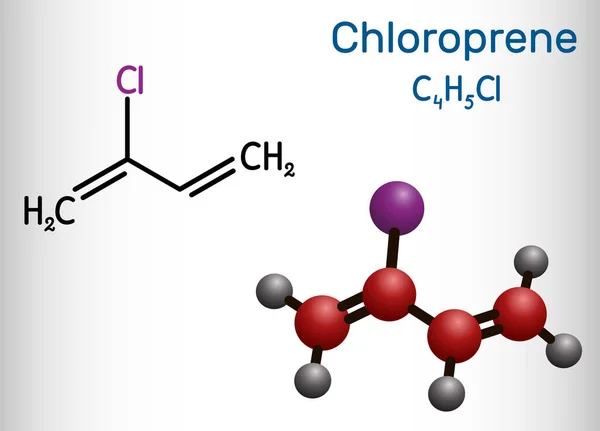 Molécula Cloropreno Cloroolefina Utilizada Como Monómero Para Polímero Policloropreno Tipo — Vector de stock
