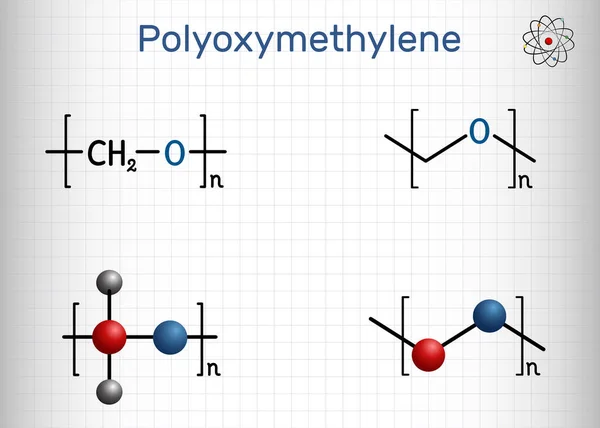 Polioximetileno Pom Acetal Poliacetal Molécula Poliformaldehído Polímero Sintético Termoplástico Ingeniería — Vector de stock