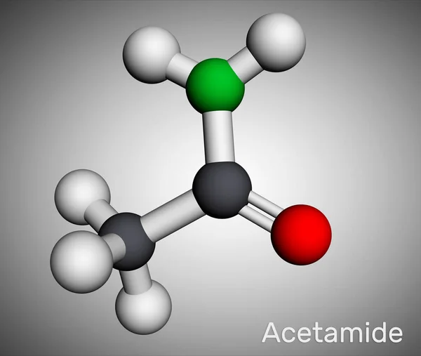 Acetamid, etanamidmolekyl. Det är en monokarboxylsyramid. Molekylär modell. 3D-rendering — Stockfoto