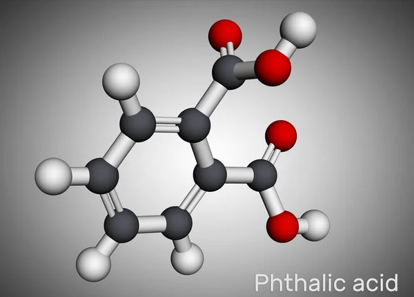Ácido Ftalico Molécula Ácido Bencenodicarboxílico Ácido Dicarboxílico Aromático Modelo Molecular — Foto de Stock