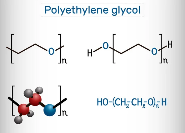 Polietilenglicol Peg Óxido Polietileno Peo Polioxietileno Molécula Poe Poliéter Versátil — Vector de stock