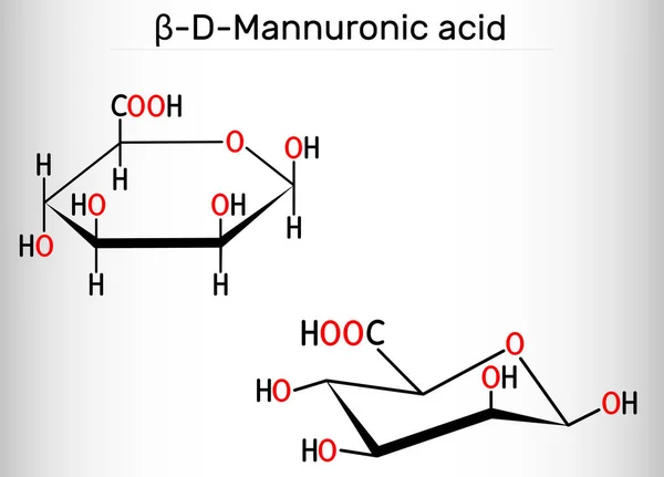 甘露酸分子 海藻酸由甘露酸和古龙酸组成 结构化学式 矢量说明 — 图库矢量图片
