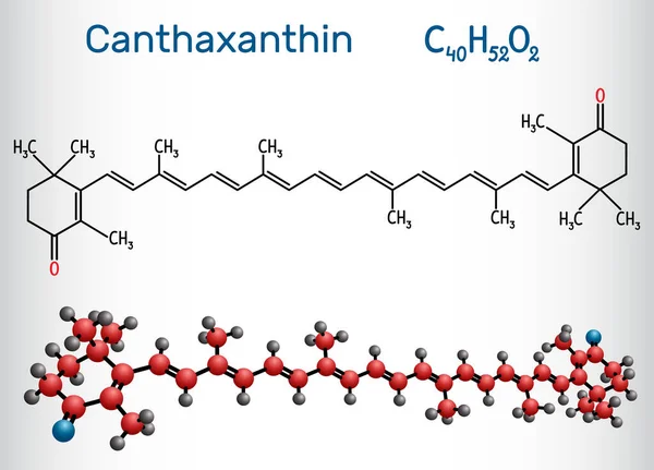 Cantaxantina Molécula Carotenona Ceto Carotenoide Terpenoide Pigmento Biológico Colorante Alimentario — Vector de stock