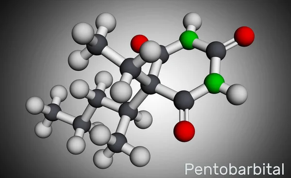 Pentobarbital Molécule Pentobarbitone Est Sédatif Agent Hypnotique Est Utilisé Pour — Photo