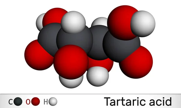 Kyselina Vinná Dextrotartarická Molekula Kyseliny Levotartarové Antioxidant E334 Vyskytuje Hroznech — Stock fotografie