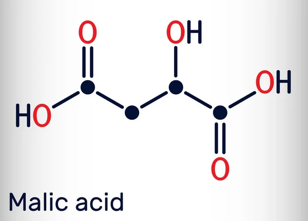 Ácido Málico C4H6O5 Molécula Ácido Dicarboxílico Fórmula Química Esquelética Ilustración — Archivo Imágenes Vectoriales