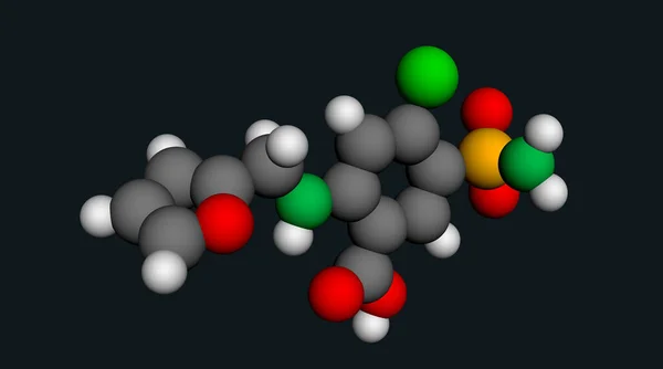 Фуросемид Молекула Фрусемида Мочегонное Средство Используется Лечения Гипертонии Отека Молекулярная — стоковое фото