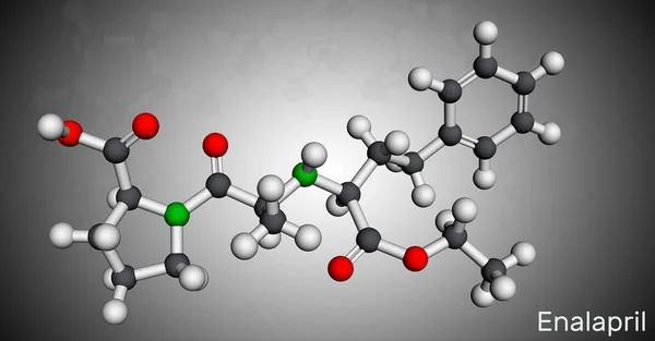 Enalapryl Cząsteczka Jest Lek Ace Inhibitor Leczeniu Wysokiego Ciśnienia Krwi — Zdjęcie stockowe