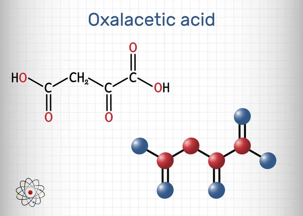 氧乙酸 氧乙酸 Oaa 氧乙酸分子 它是草甘膦酸 代谢物中间体 笼子里的纸 矢量说明 — 图库矢量图片