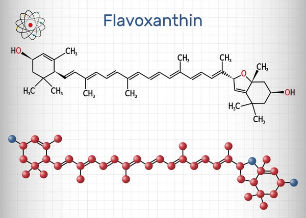 Molekula Flavoxanthinu Xantofyl Zlatožlutý Pigment Potravinářská Přísada E161A Strukturální Chemický — Stockový vektor