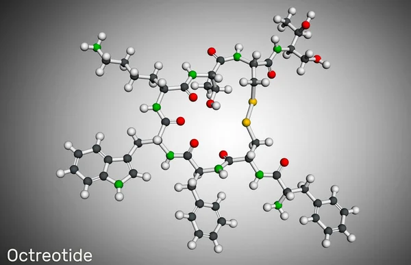 Oktreotid Molekülü Okteptid Sentetik Somatostatin Analogu Büyüme Hormonu Glukagon Insülin — Stok fotoğraf