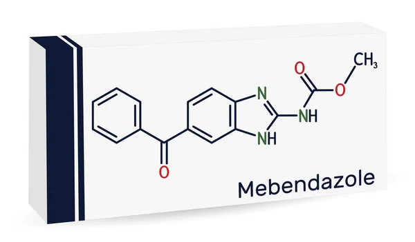 Mebendazolo Molecola Mbz Derivato Sintetico Del Benzimidazolo Droga Antielmintica Formula — Vettoriale Stock