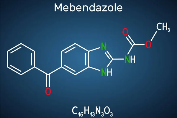 Mebendazol Molécula Mbz Derivado Sintético Del Benzimidazol Droga Antihelmíntica Fórmula — Vector de stock