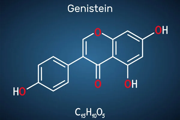 Molécula Genisteína Fitoestrógeno Metabolito Vegetal Extracto Isoflavona Soja Con Propiedades — Vector de stock