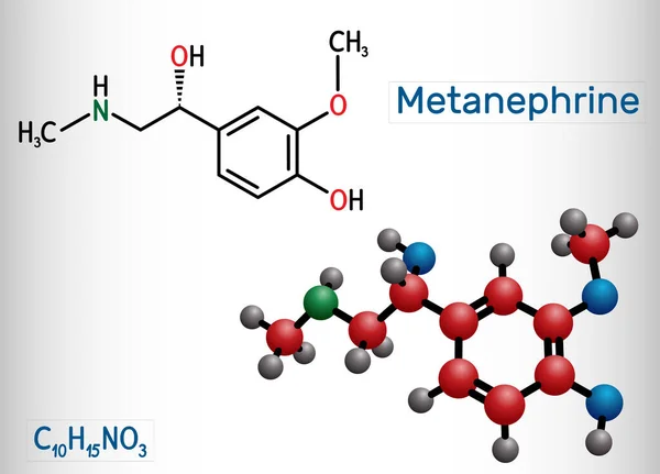 Molécula Metanefrina Metabolito Epinefrina Adrenalina Biomarcador Del Feocromocitoma Fórmula Química — Vector de stock