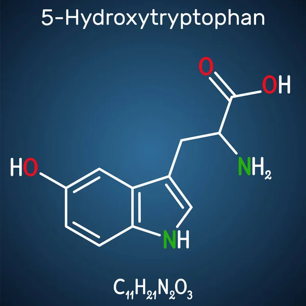 Hidroxitriptófano Htp Hidroxitriptófano Molécula Oxitriptán Aminoácido Natural Derivado Del Triptófano — Vector de stock