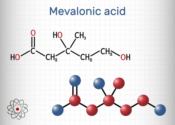 Ácido Mevalónico Mva Molécula Ácido Mevalónico Precursor Vía Del Mevalonato — Vector de stock