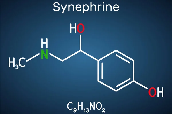 Sinefrina Molécula Sinefrina Fenetilamina Alcaloide Fórmula Química Estructural Sobre Fondo — Vector de stock