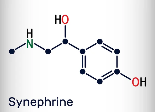 Sinefrina Molécula Sinefrina Alcaloide Fenetilamina Fórmula Química Esquelética Ilustração Vetorial —  Vetores de Stock