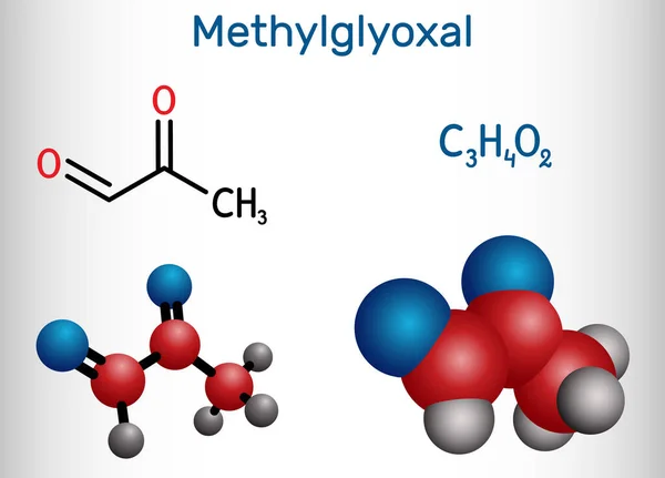 Methylglyoxal Mgo Pyruvaldehyde Pyruvic Aldehyde Molecule Used Flavoring Agent Tanning — Stockový vektor