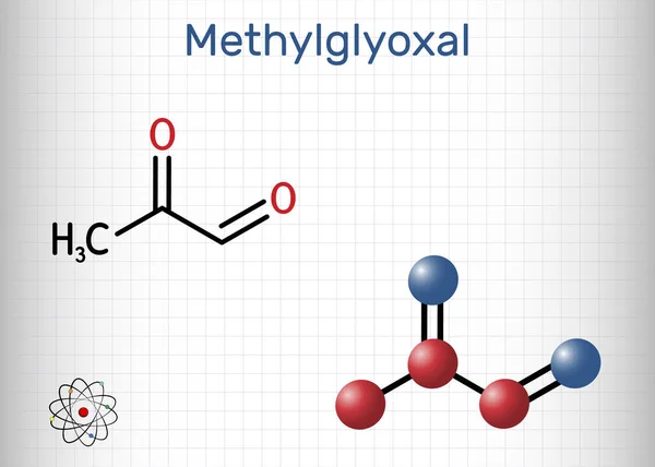Methylglyoxal Mgo Pyruvaldehyde Pyruvic Aldehyde Molecule Used Flavoring Agent Tanning — Vector de stock
