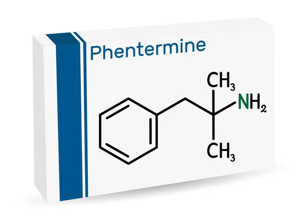 Fentermina Molécula Derivado Alcaloide Monoamínico Natural Estimulante Simpaticomimético Con Propiedad — Vector de stock