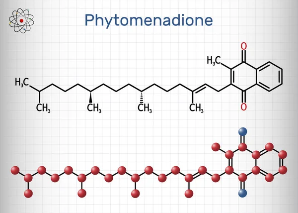 Phytomenadione Vitamina Molécula Phylloquinone Essencial Vitamina Solúvel Gordura Importante Manutenção —  Vetores de Stock