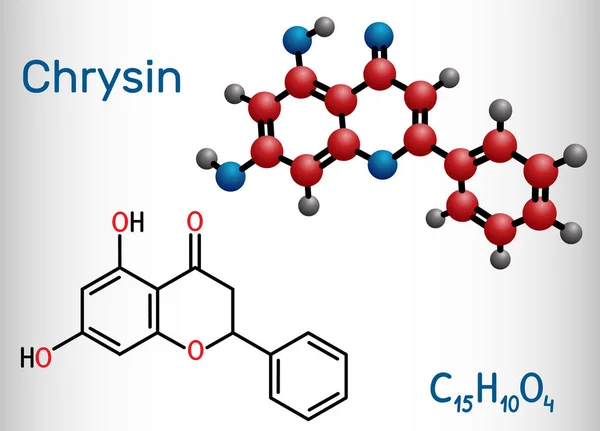 Chrysin Chrysine Molecule Flavone Dihydroxyflavone Found Honey Propolis Passion Flowers — Vector de stock